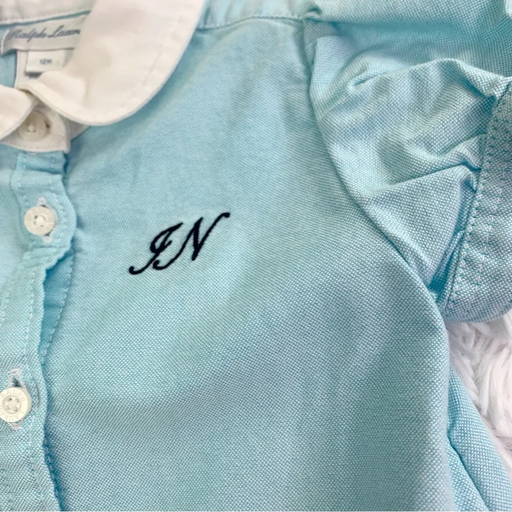 Ralph Lauren baby girl short‎ sleeve shirt dress contrast collar